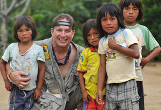 Dean Jacobs with Achuar students